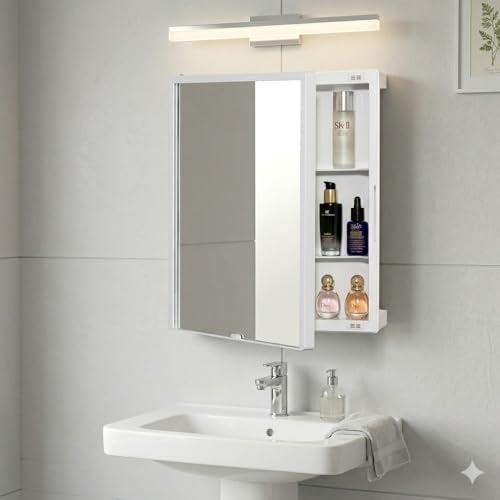 BRANCO Cabinet with Mirror | 4 Shelves Rack | Bathroom Accessories | Wall Hanging Bathroom Shelf Cabinet with Mirror (New Rich Look (11D x 31W x 38H)) - Image 4