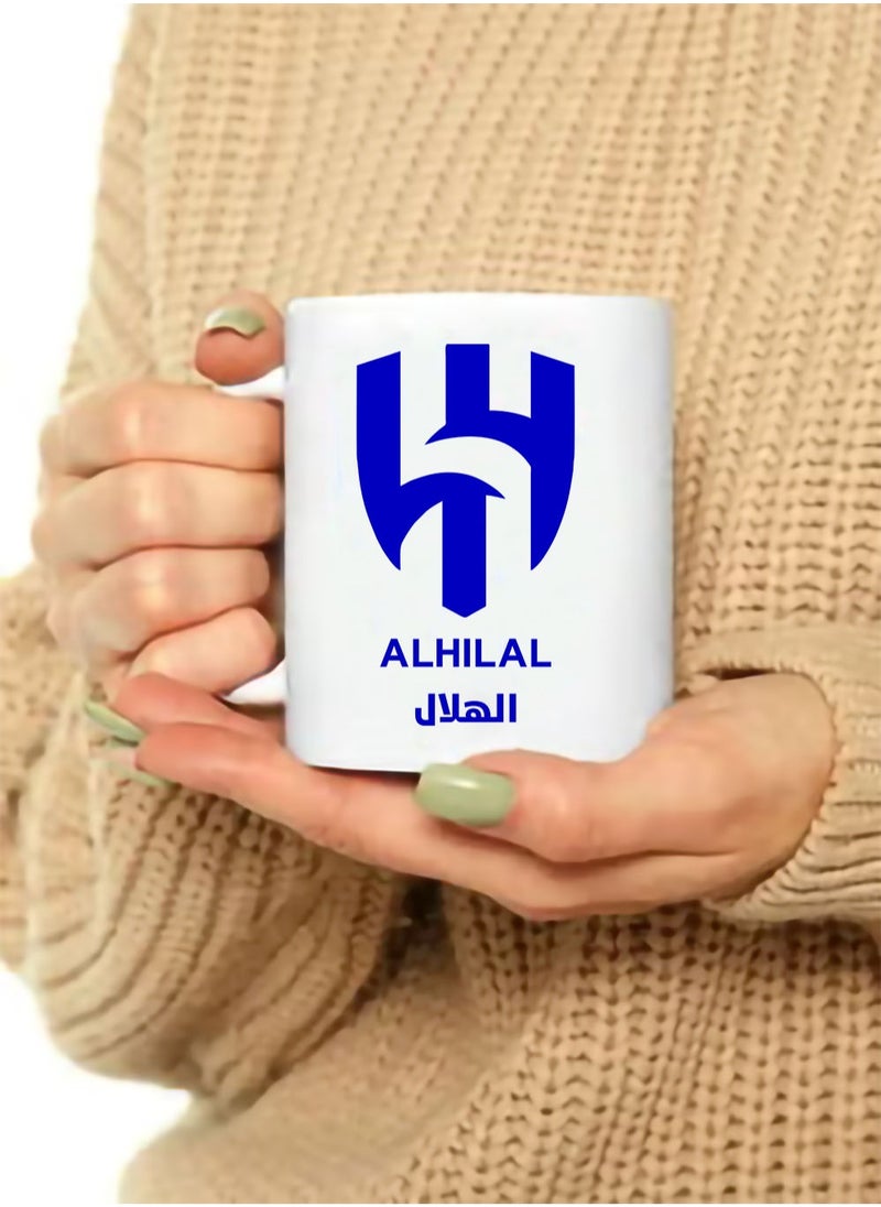 حكاية شمعة مج من السيراميك بطبعة تصميم هلالي  بلون أبيض  - Image 2