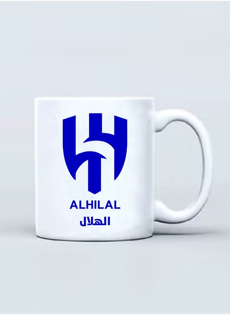 حكاية شمعة مج من السيراميك بطبعة تصميم هلالي  بلون أبيض  - Image 1