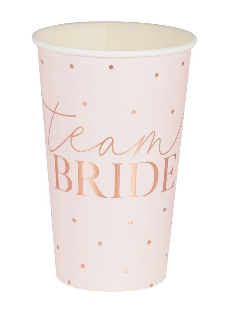 Ginger Ray Ginger Ray Pack of 8 Rose Gold Team Bride Paper Cups for Bridal Showers and Bachelorette Parties
