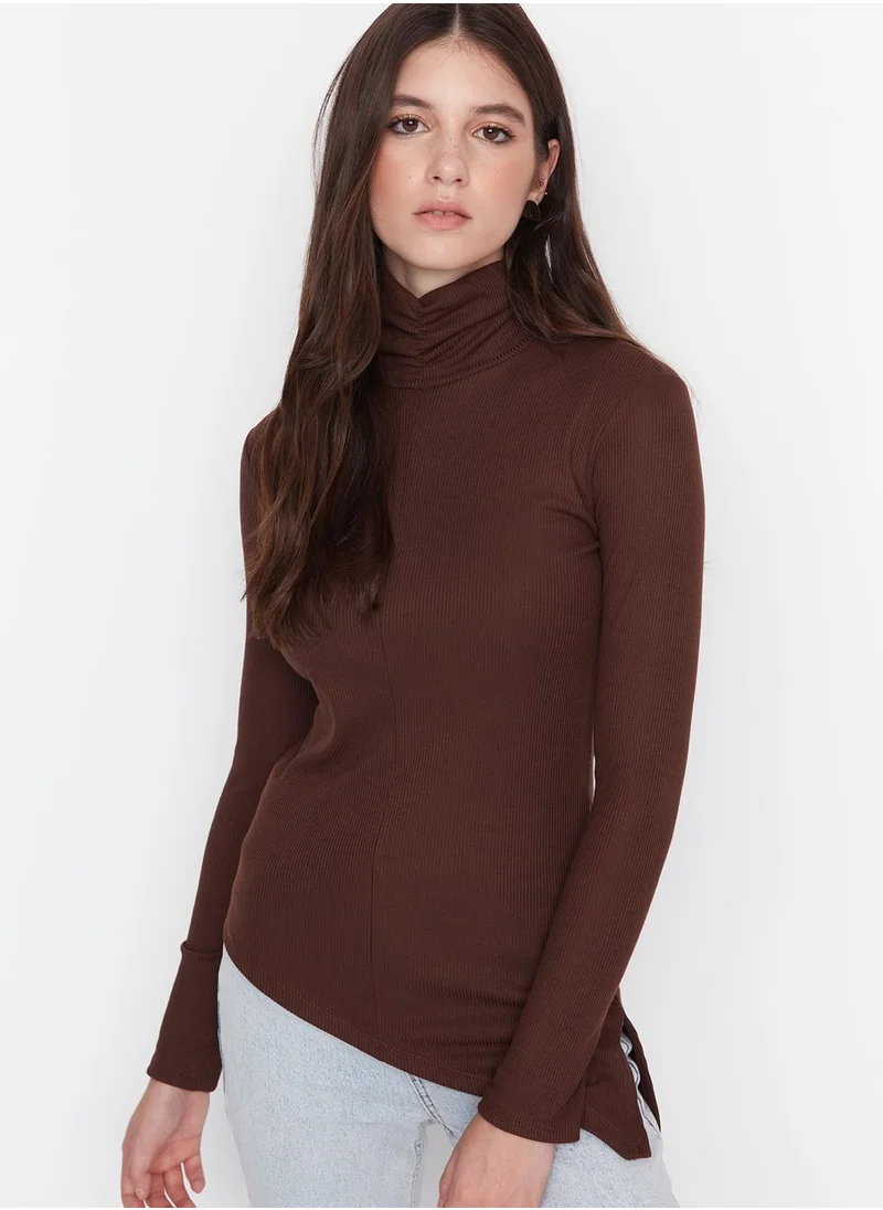 trendyol Turtleneck Ribbed Knitted Top