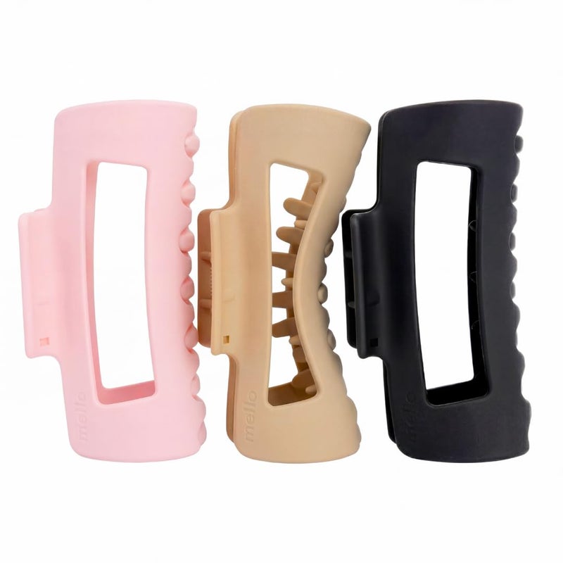 Mello The Original Mello Hair Claw Clip Squishy Claw Clip Made in Korea Patent Pending 30021976 (Black Pink Light Brown) - Image 1