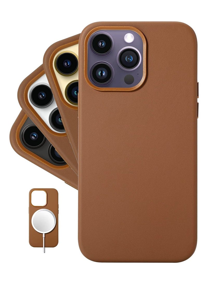 MUNTAQI For iPhone 14 Pro Max European Nappa Leather Case - Smoothen and Soften Over Time - Compatible with Magsafe - Image 1