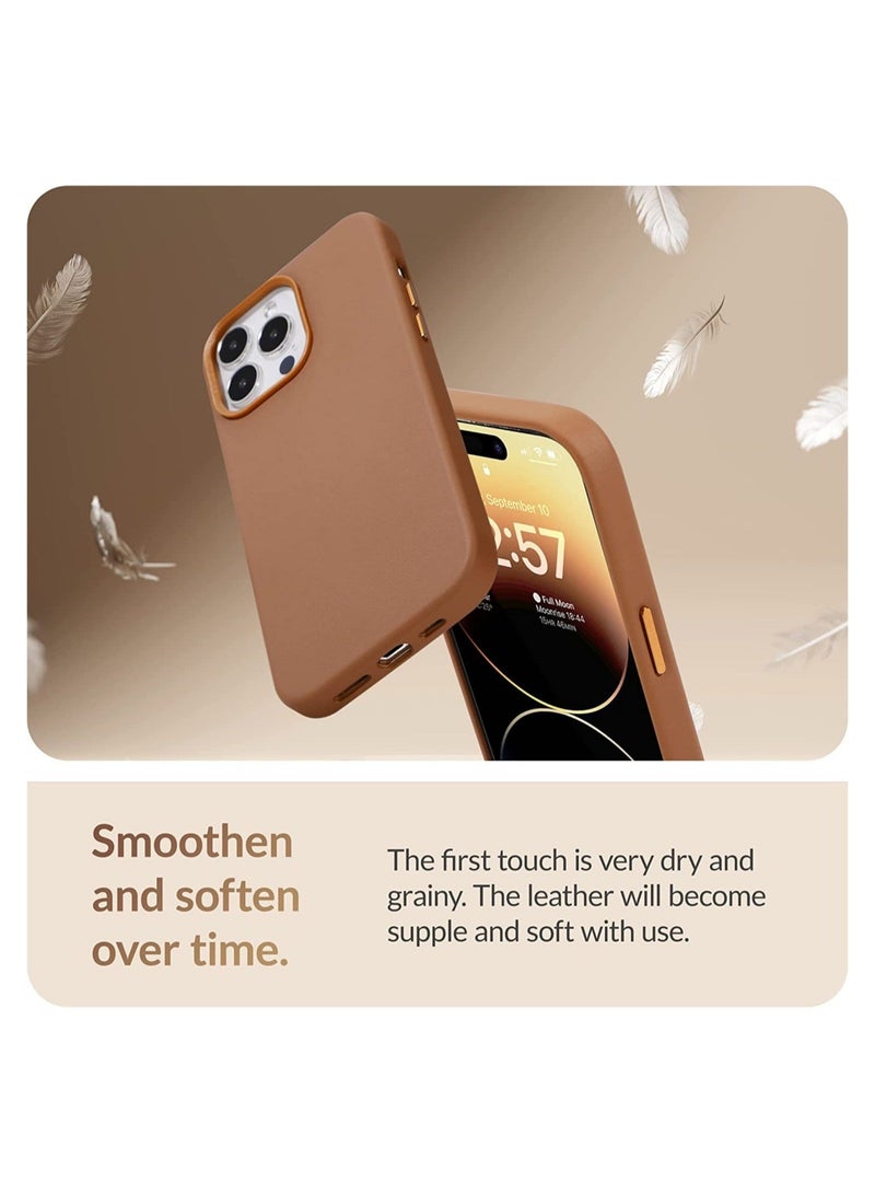 MUNTAQI For iPhone 14 Pro Max European Nappa Leather Case - Smoothen and Soften Over Time - Compatible with Magsafe - Image 4
