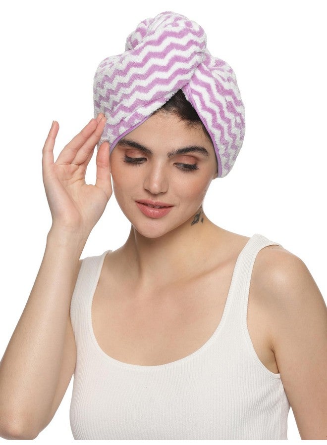 Black gold The Finer Touch Balck Gold The Finer Touch Premium Pure Cotton Zig ZAG Hair Towel | Purple | Pack of 1 - Image 1
