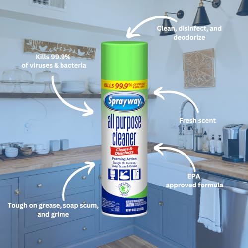 Sprayway سبراي واي منظف معقم متعدد الأغراض، عمل رغوي، 19 أونصة - Image 5