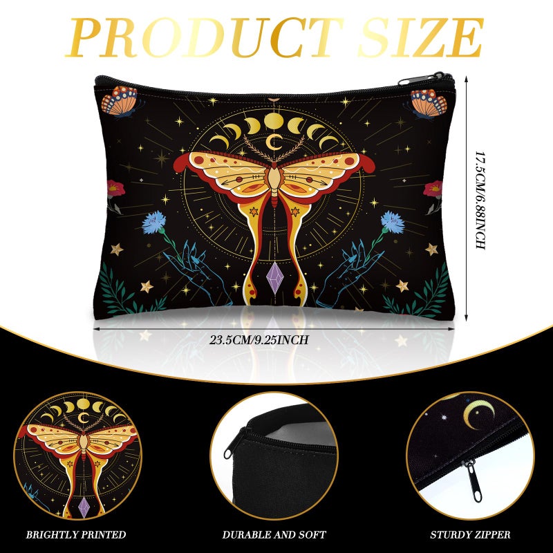 Kajaia 12 Pcs Butterfly Makeup Bag Gothic Moth Floral Zipper Cosmetic Pouches Summer Halloween Witchy Travel Toiletry Bags for Women Birthday Gifts - Image 2