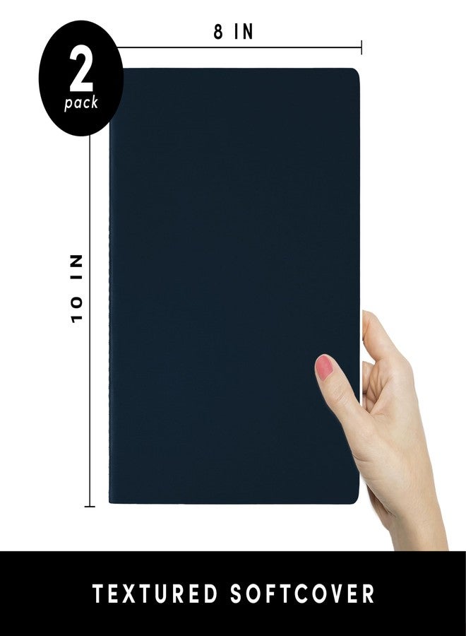 PAPERAGE Soft Cover Blank Journal Notebook, 2 Pack, (Navy), 100 Pages, Large 7.5 inches x 9.5 inches, Ideal for Sketch Book, Note Taking & Travel Journal - Image 2