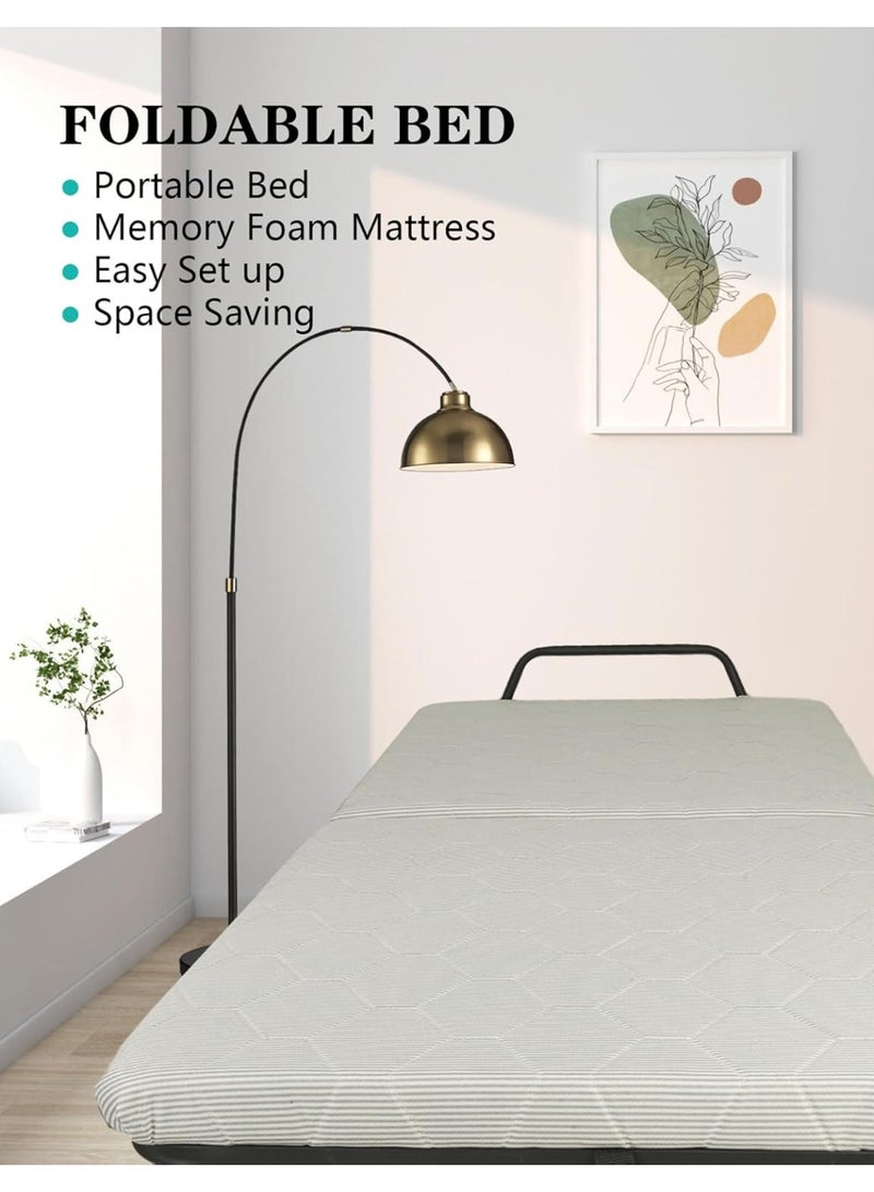 Meishida Folding Bed with Memory Foam Mattress - Portable Rollaway Bed with Metal Frame, Office Nap bed, Daybed  - Image 4