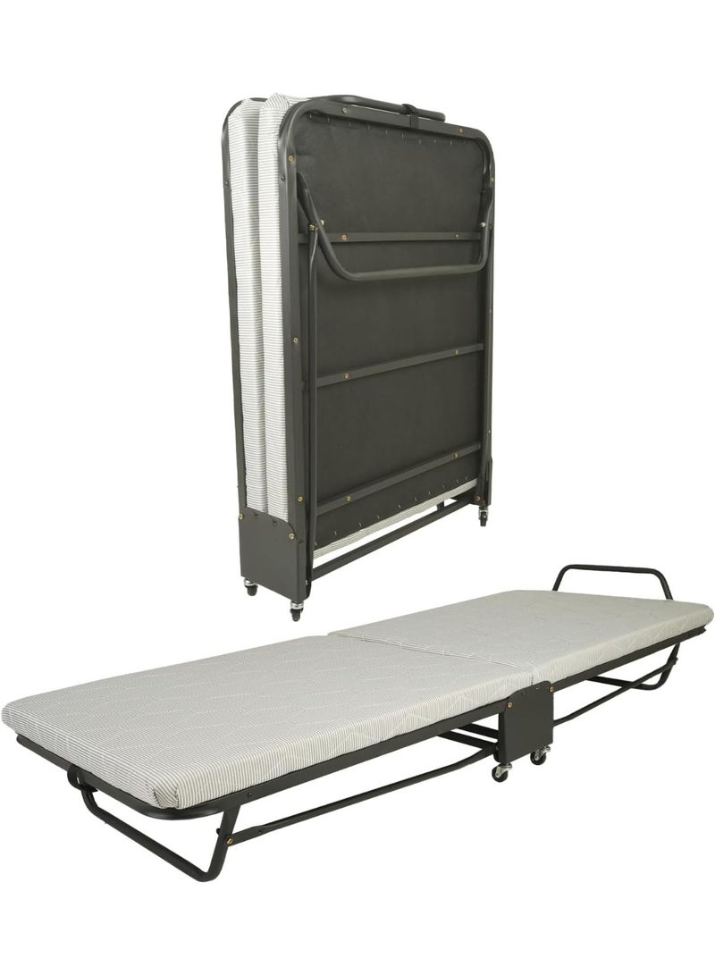Meishida Folding Bed with Memory Foam Mattress - Portable Rollaway Bed with Metal Frame, Office Nap bed, Daybed  - Image 1
