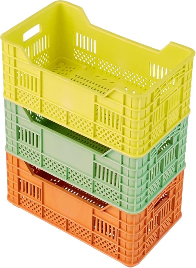 Spaceshoop Ashamy Plastic Storage Baskets Set,3 Pieces - Multi Color, Small