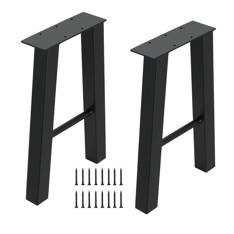 ALLCOS Metal Bench Legs 16 Inch Coffee Table Legs Heavy Duty Furniture Desk Chair Legs Black Set of 2