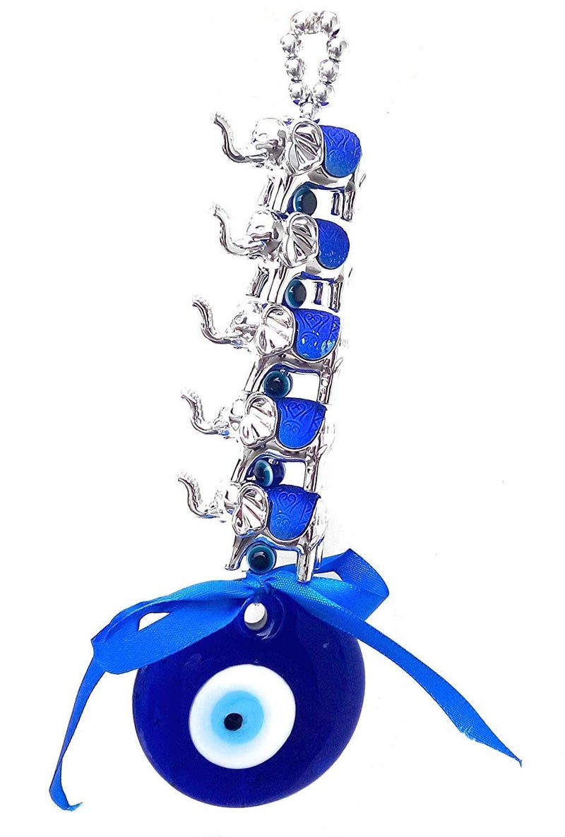 Ripe India® Nazar Suraksha Turkish Evil Eye Talisman Door Wall Car Hanging Amulet (Blue 5 Elephants) - Image 5