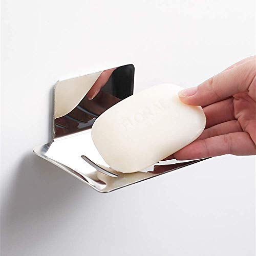 Tagve Soap Holder for Shower, Stainless Steel Soap Dish, Simple Bar Soap Tray,Wall Mounted Soap Stand with 3M Adhesive Back,Rustproof Soap Saver Sponge Holder for Bathroom, Kitchen Sink (Silver) - Image 2