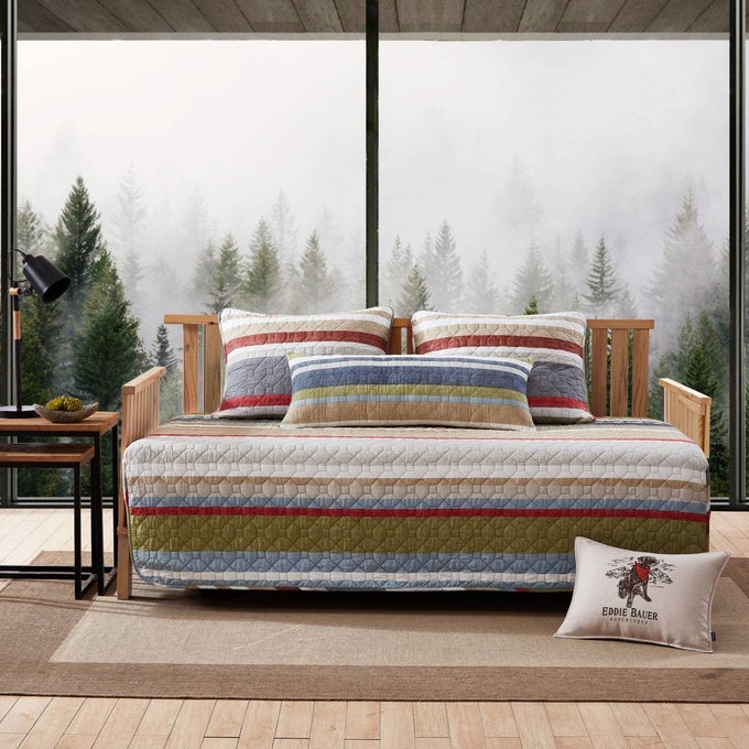 DAYBED SET 4 PIECE COTTON BEDDING SET ALL SEASON LODGE HOME DCOR SALMON LADDER MULTI DAYBED