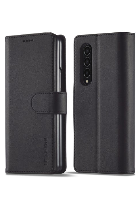 لسامسونج طي 7 الجلد قلب حالة، محفظة أسلوب ريترو أسلوب PU الجلد الهاتف حالة واقية