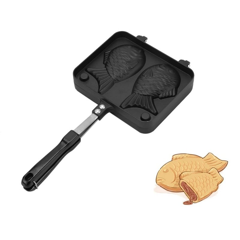 YOSOO Japanese Double Pan Nonstick FishShaped Pancake Waffle Maker Egg Bubble Pan Aluminum Alloy Baking Plate for Home Kitchen Use FishShaped Waffle Maker 