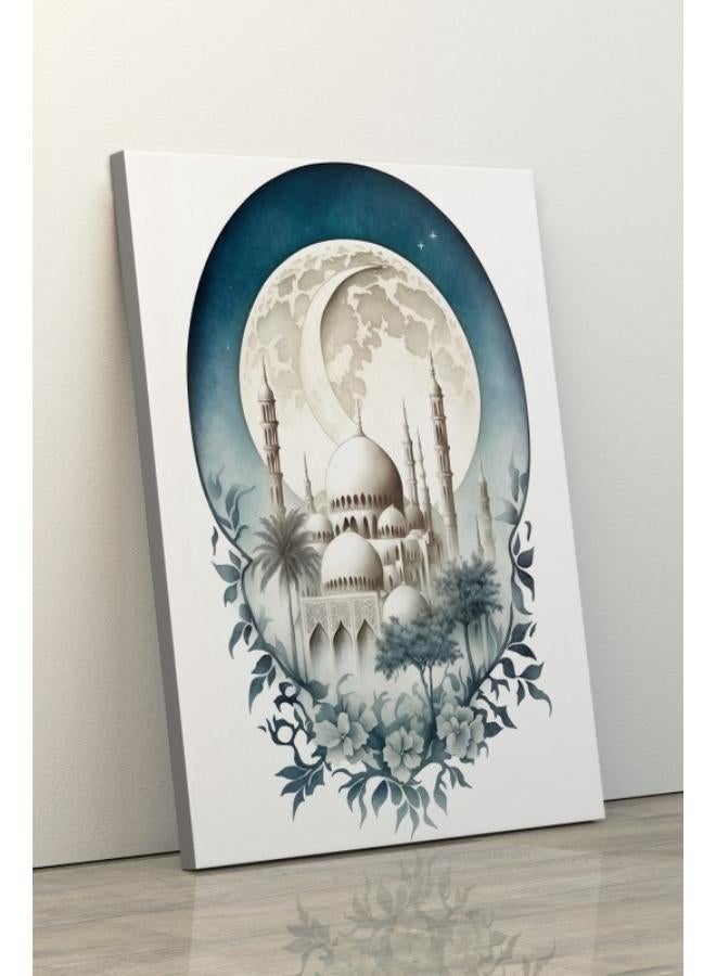هوم جاليري لوحة فنية جدايرة على شكل أجواء مسجد في المنتصف مع خلفية أركاديا بيضاء - Image 1