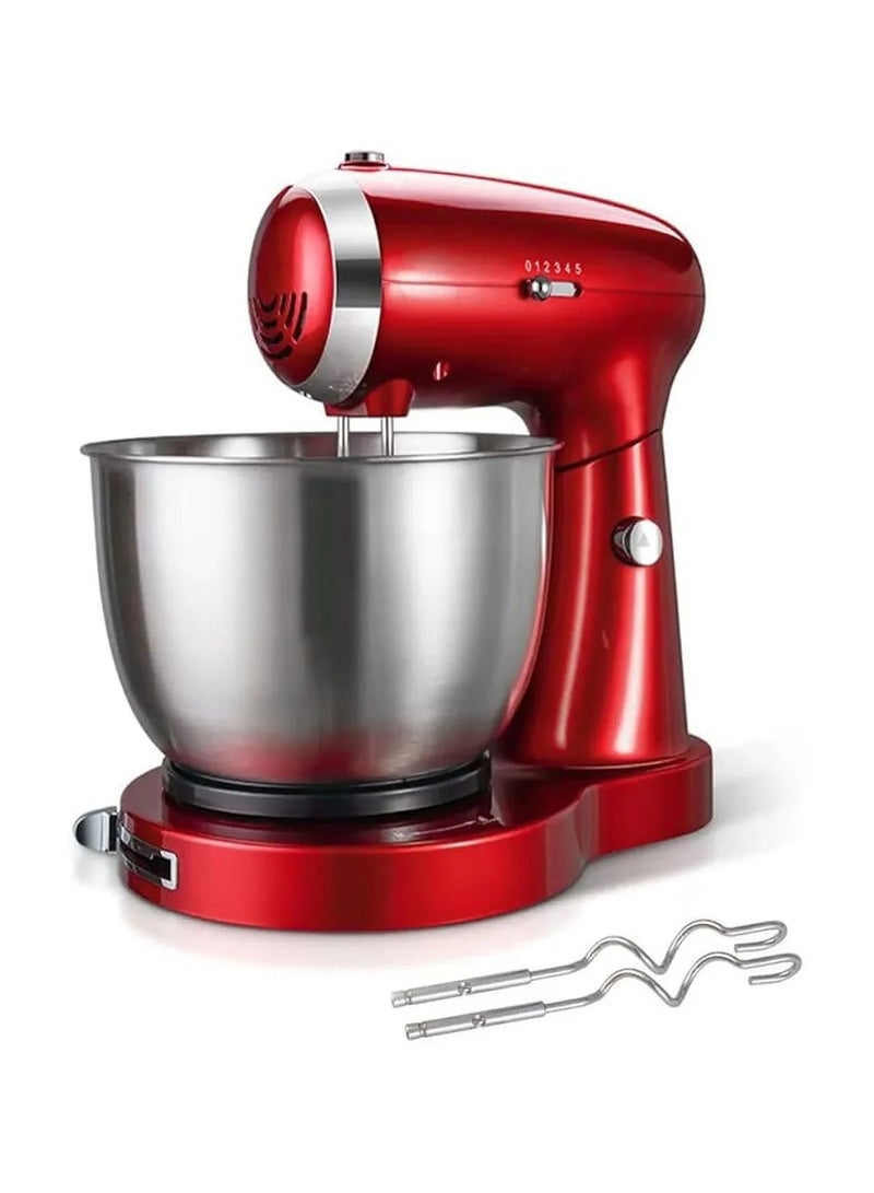 Dessini Regina 800W Stand Mixer with 3.5L Stainless Steel Bowl – 5 Speed Settings, Beaters & Dough Hooks – Tilt-Head Electric Cake & Dough Mixer for Baking, Mixing & Kneading – Red - Image 1