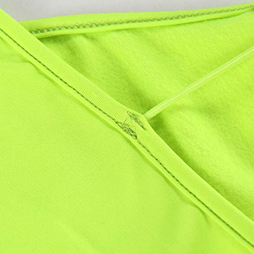 PRIMODA Women's Sexy Neon Asymmetrical Spaghetti Strap Dress Deep V-Neck Sleeveless Bodycon Midi Club Dress (Neon-Green,L) - Image 4