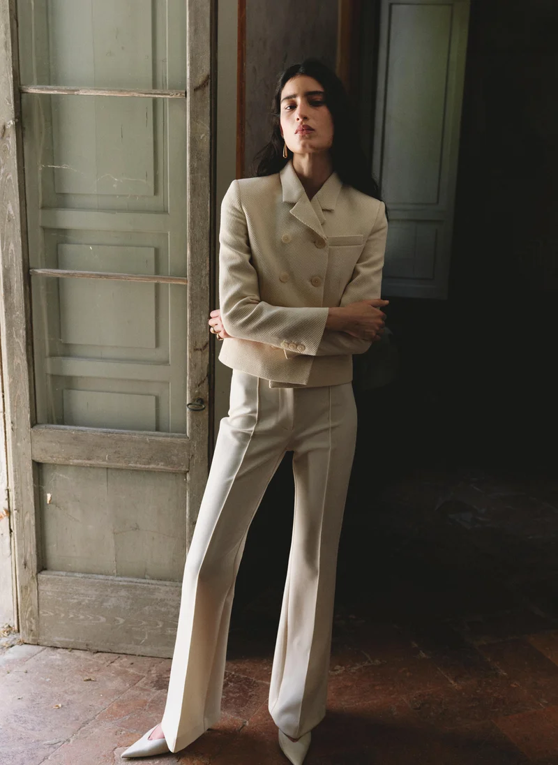 Mango 05-CRUDO Short Double-Breasted Jacket for Women | Best Price UAE
