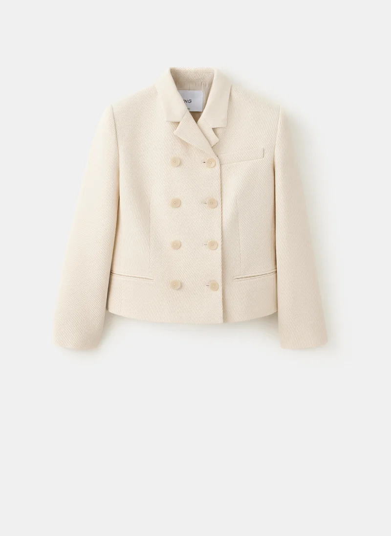 Mango 05-CRUDO Short Double-Breasted Jacket for Women | Best Price UAE