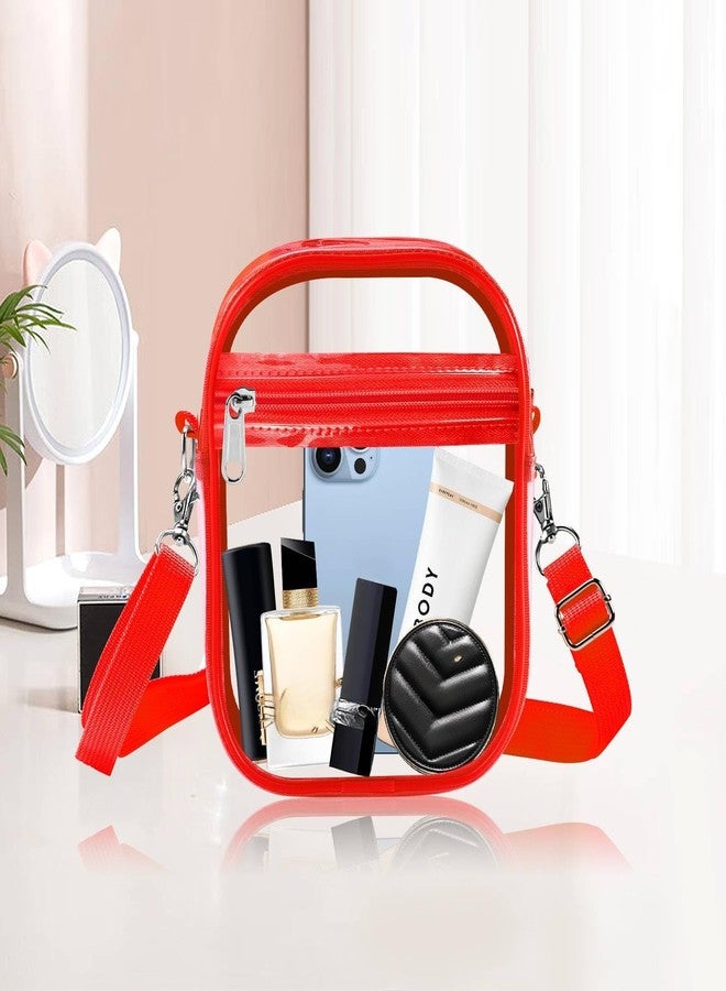 Fibrdoo Clear Crossbody Purse Bag, Clear Bag Stadium Approved with Front Pocket for Concerts Sports Festivals (Red-small) - Image 5