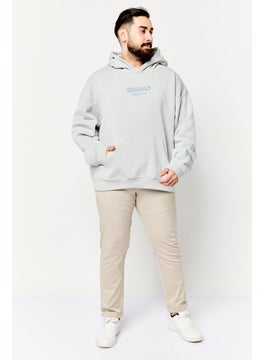 Originals by Brooklyn Cloth Men Hooded Embroidered Logo Long Sleeve Sweatshirts, Grey  - Image 3