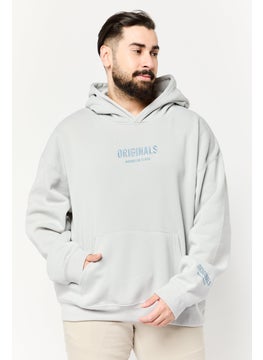 Originals by Brooklyn Cloth Men Hooded Embroidered Logo Long Sleeve Sweatshirts, Grey  - Image 1