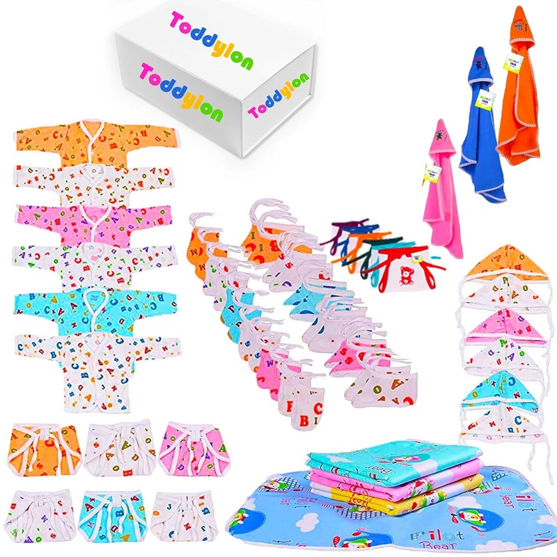 Toddylon 40 in 1 New Born Baby Products All | Gift Packs | Bedding Set | Maternity Kit | Baby Shower | Baby Clothing Set | Essentials Items | Combo Pack (0-6 Months, Multicolor) - Image 1
