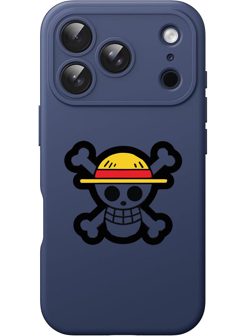 Theodor Protective Slim Fit Case Liquid Silicone Cover with Full Body Protection Anti-Scratch Shockproof Case For Apple iPhone 17 Pro (Blue) Skull - Image 1