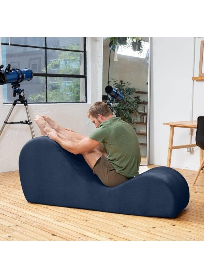 Generic Stylish Velvet S-Shape Sofa Modern Yoga Chaise Lounge Comfort with Vintage Charm (Blue)  - Image 3