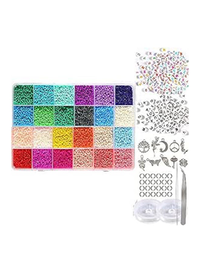 15000Pcs 2Mm 12/0 Glass Seed Beads Of 24 Colors For Jewelry Making Supplies Kit Small Bead Craft Set Bracelets Necklace Ring Making Kits Glass Seed Letter Alphabet Beads Pendants Diy Art Craft Kit