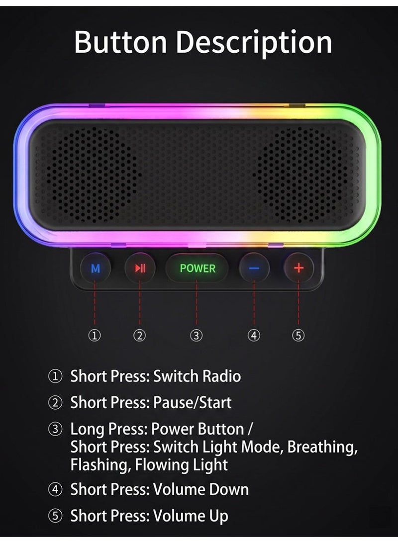الآلة الصغيرة شفافة RGB ملونة التنفس ضوء بلوتوث 5.0 مكبر الصوت ، مزدوج السائق ستيريو محيط الصوت الصغير سطح المكتب الصوت اللاسلكي ، بطارية كبيرة قابلة لإعادة الشحن LED مكبر الصوت الألعاب للمكتب وغرفة النوم والألعاب والديكور الحزب الصغير - Image 5