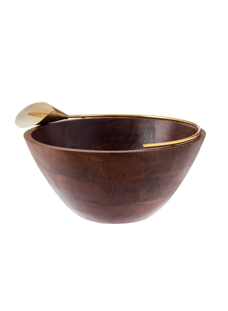 Dania Wooden bowl with golden lily decoration for multi use - Image 1