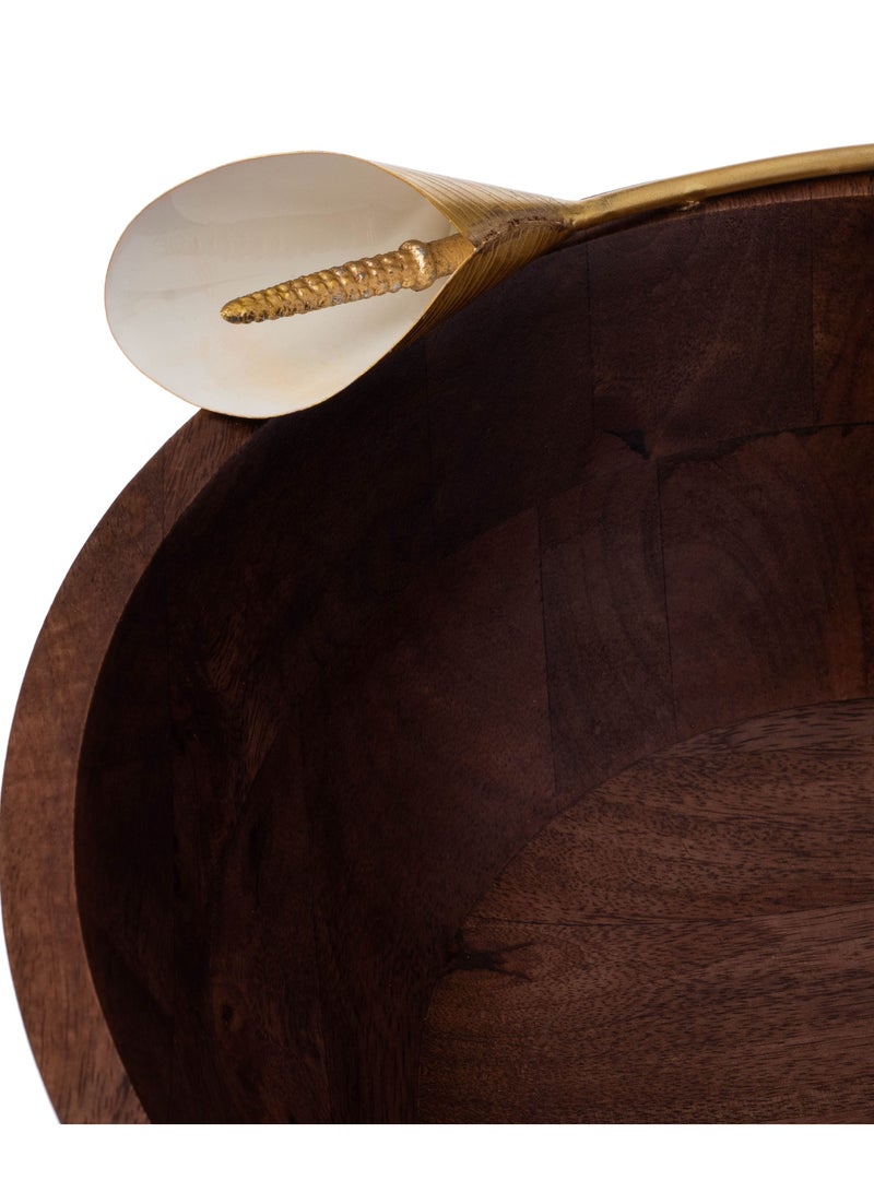 Dania Wooden bowl with golden lily decoration for multi use - Image 4