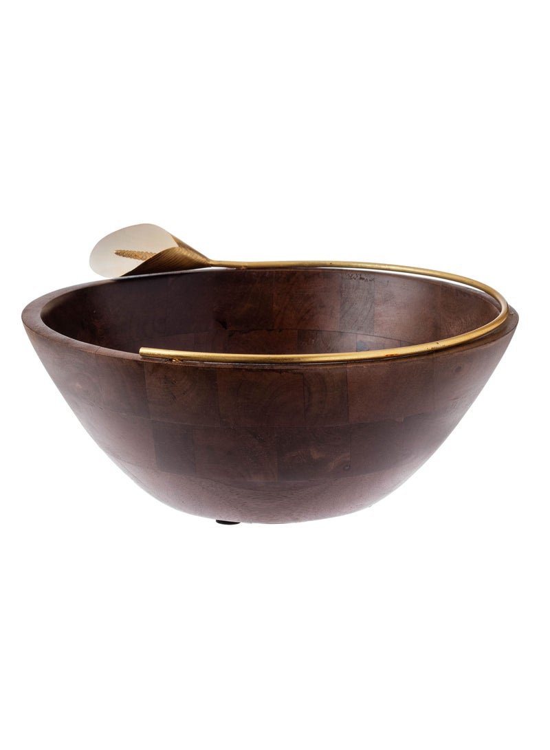 Dania Wooden bowl with golden lily decoration for multi use - Image 2