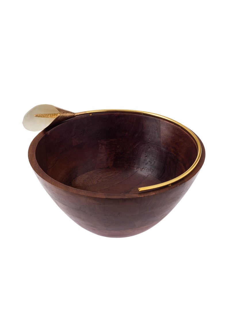 Dania Wooden bowl with golden lily decoration for multi use - Image 3