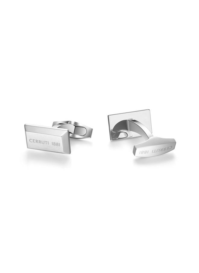 CERRUTI 1881 - Elio Silver Stainless Steel Square Cufflinks for Men - Image 1