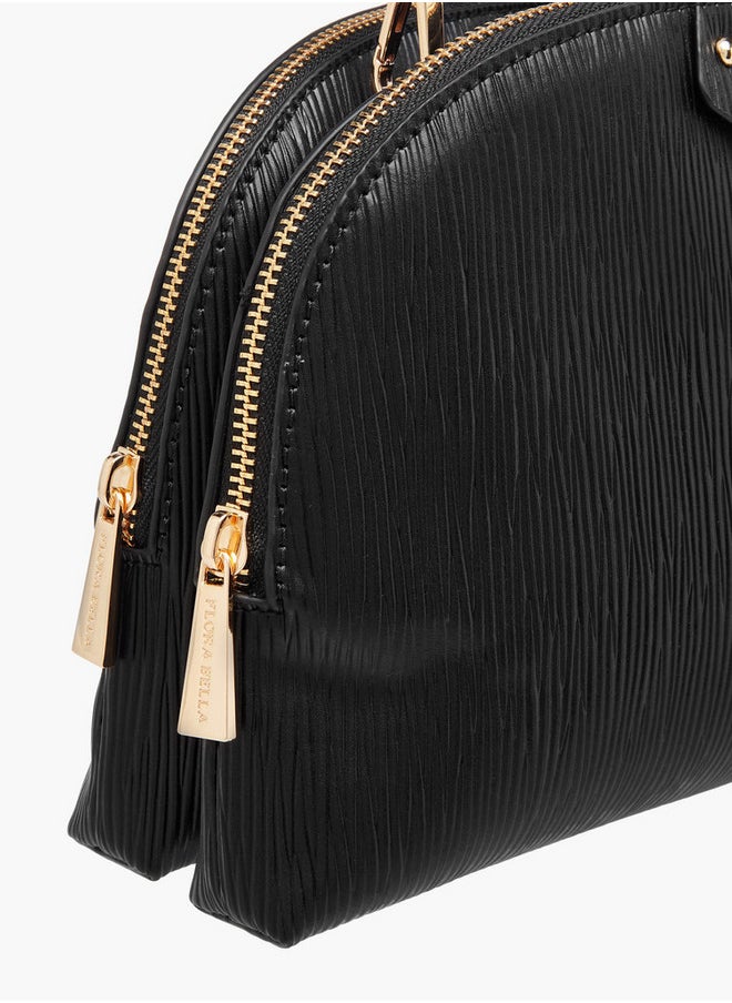 Flora Bella By Shoexpress Textured Dome Bag with Detachable Strap and Zip Closure  - Image 4
