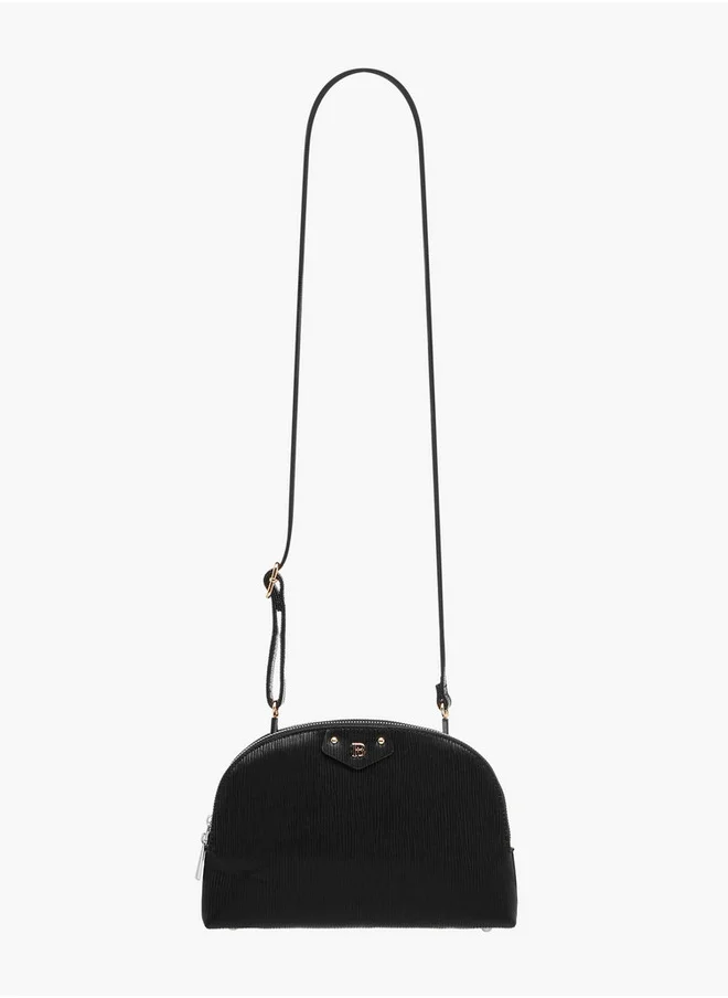 Flora Bella By Shoexpress Textured Dome Bag with Detachable Strap and Zip Closure