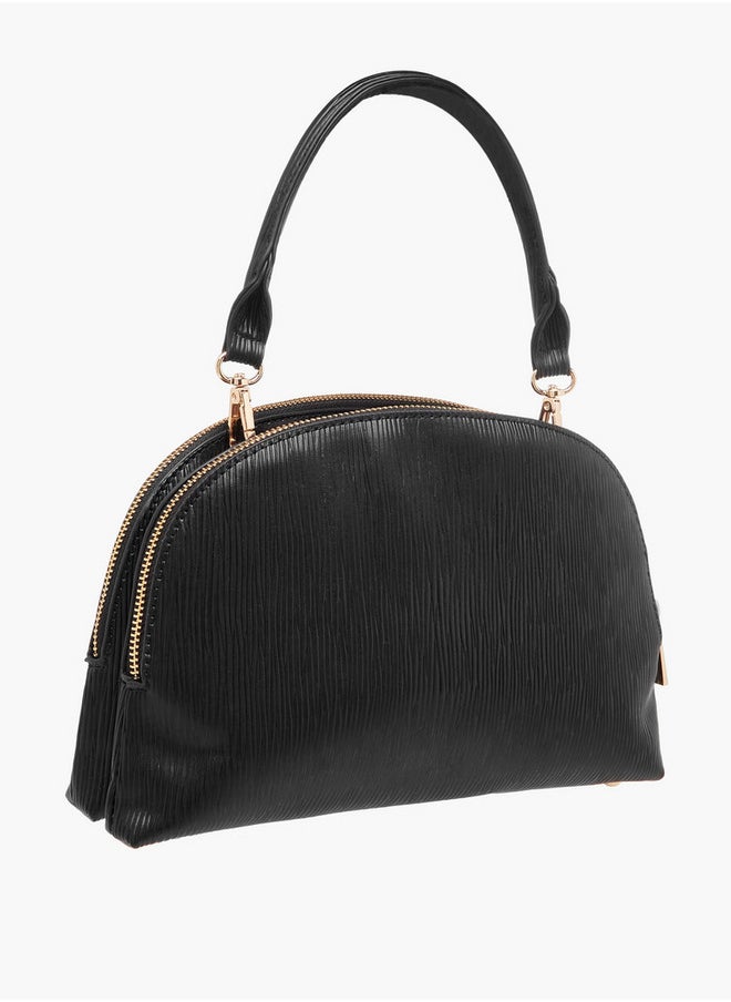 Flora Bella By Shoexpress Textured Dome Bag with Detachable Strap and Zip Closure  - Image 3