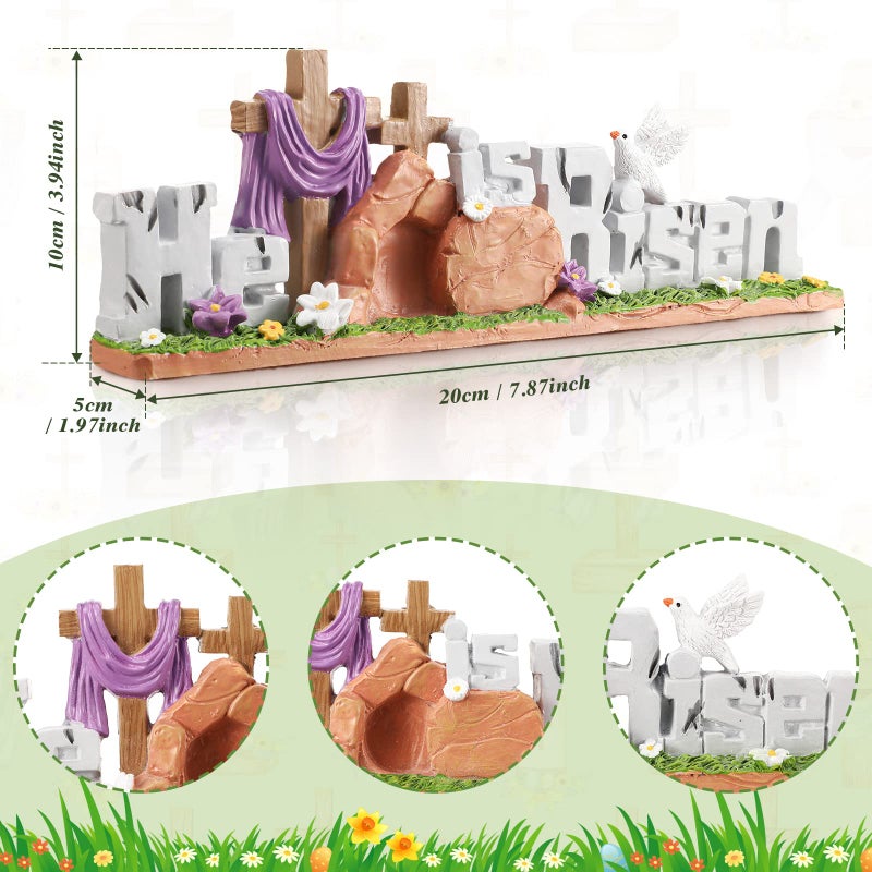 Fumete Easter Decorations He is Risen Decor Resin Religious Easter Decor Table Spring Figurines for Home Household and Office Table Decoration - Image 2