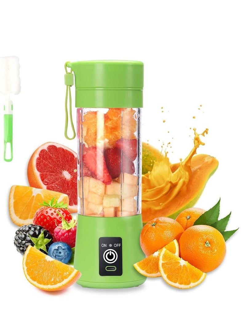 ELTRAZONE Portable Blender Cup,Electric USB Juicer Blender,Mini Blender Portable Blender For Shakes and Smoothies, juice,380ml, Six Blades Great for Mixing (Green) - Image 1