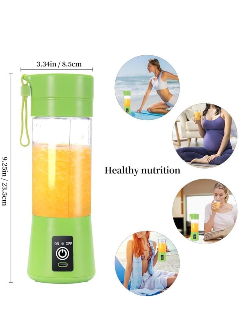 ELTRAZONE Portable Blender Cup,Electric USB Juicer Blender,Mini Blender Portable Blender For Shakes and Smoothies, juice,380ml, Six Blades Great for Mixing (Green) - Image 5