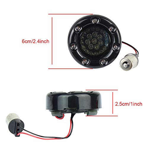ZYTC 2" LED Turn Signals w/Brake Running Light Bullet Style Rear 1156 Red LED Turn Signal Kit for Harley Black Case - Image 3