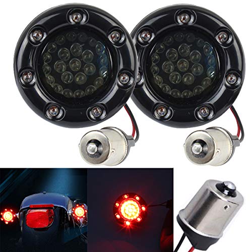 ZYTC 2" LED Turn Signals w/Brake Running Light Bullet Style Rear 1156 Red LED Turn Signal Kit for Harley Black Case - Image 1