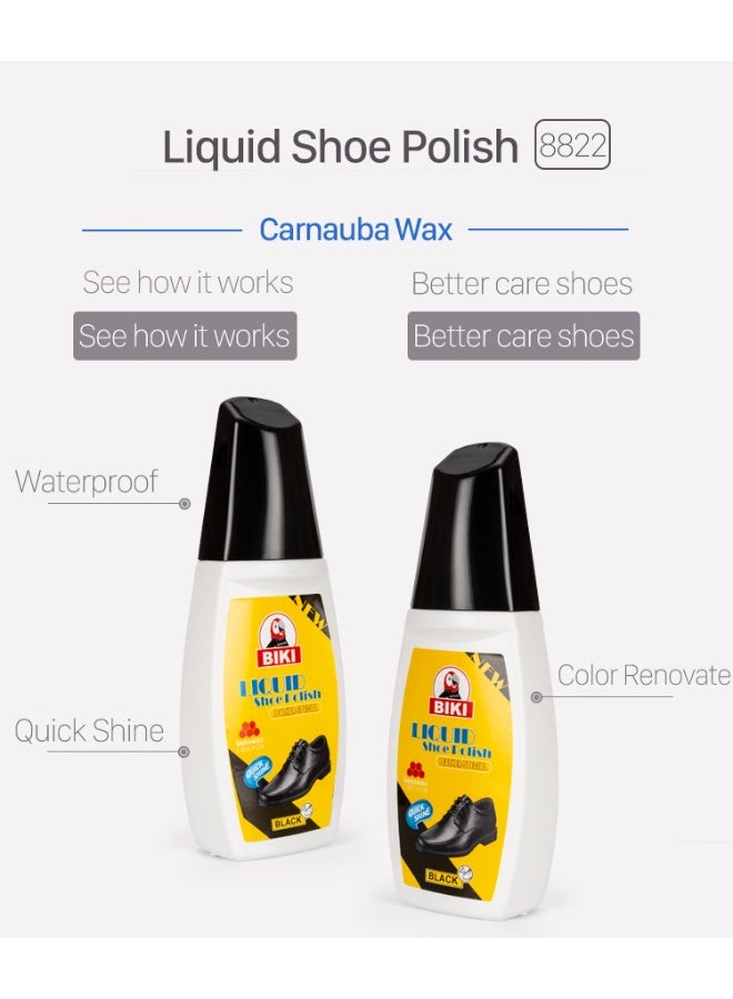 Biki Liquid Shoe Polish Leather Special Quick Shine Black 75 ML - Image 2