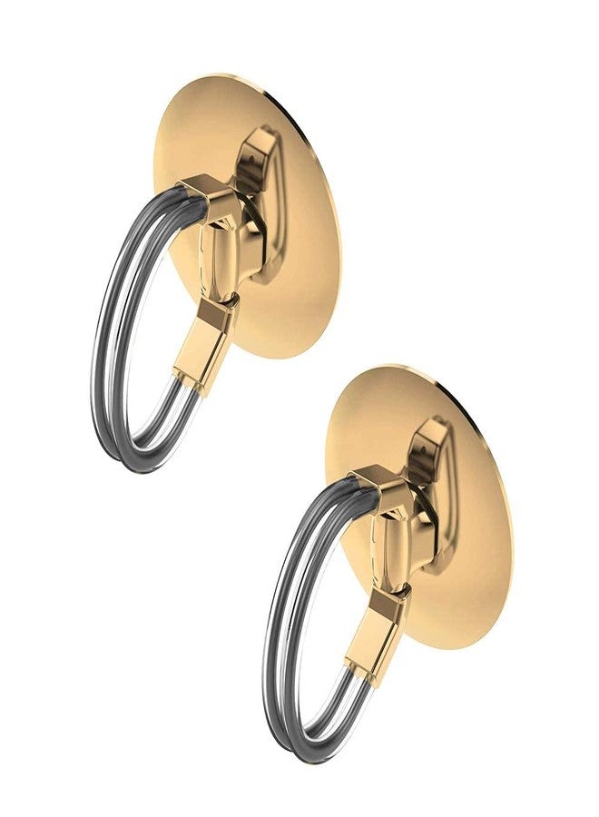 Tvoip 2Pcs Cell Phone Ring Holder, 3 in 1 Universal Phone Ring Stand Car Holder, Finger Grip Phone Holder and Tablet Stand Car Vent Phone Mount (Gold) - Image 1