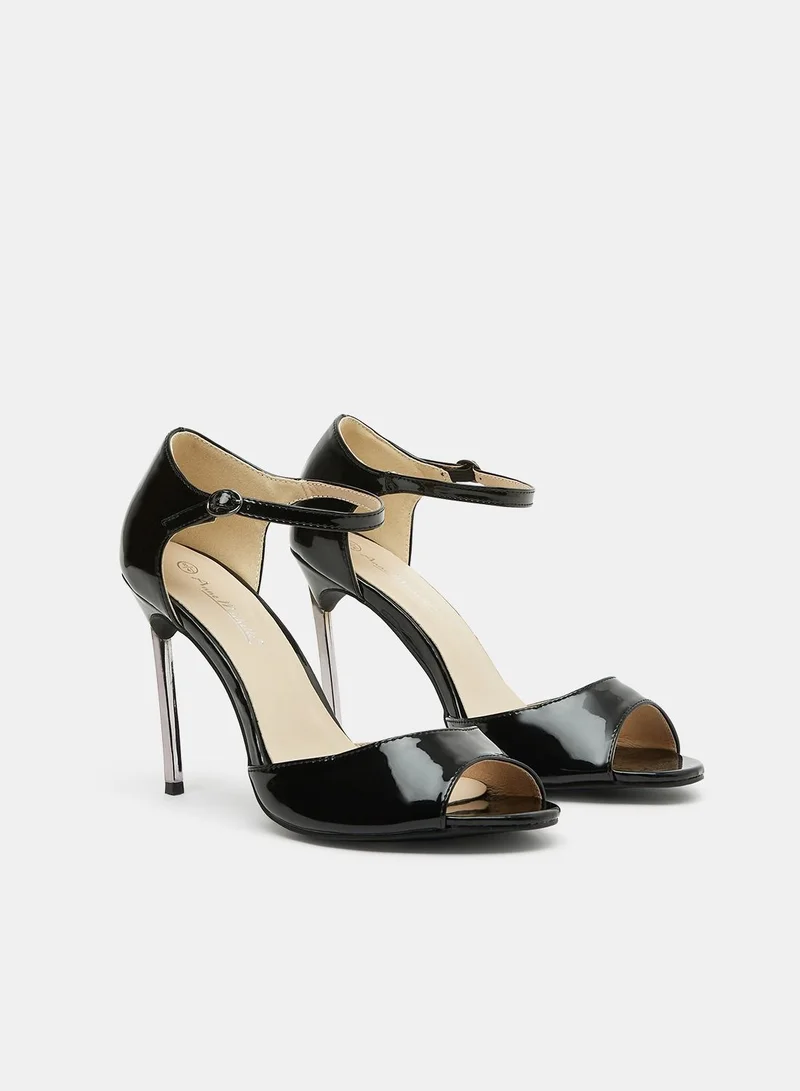 Anne Michelle Faux Leather High-Heel Sandals